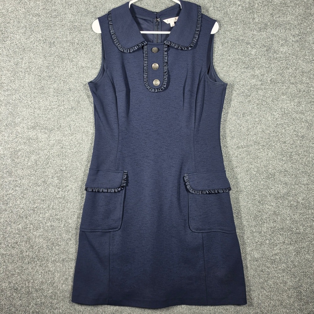 Nanette Lepore Dress Womens 12 Ruffle Peter Pan Collar Mod Retro